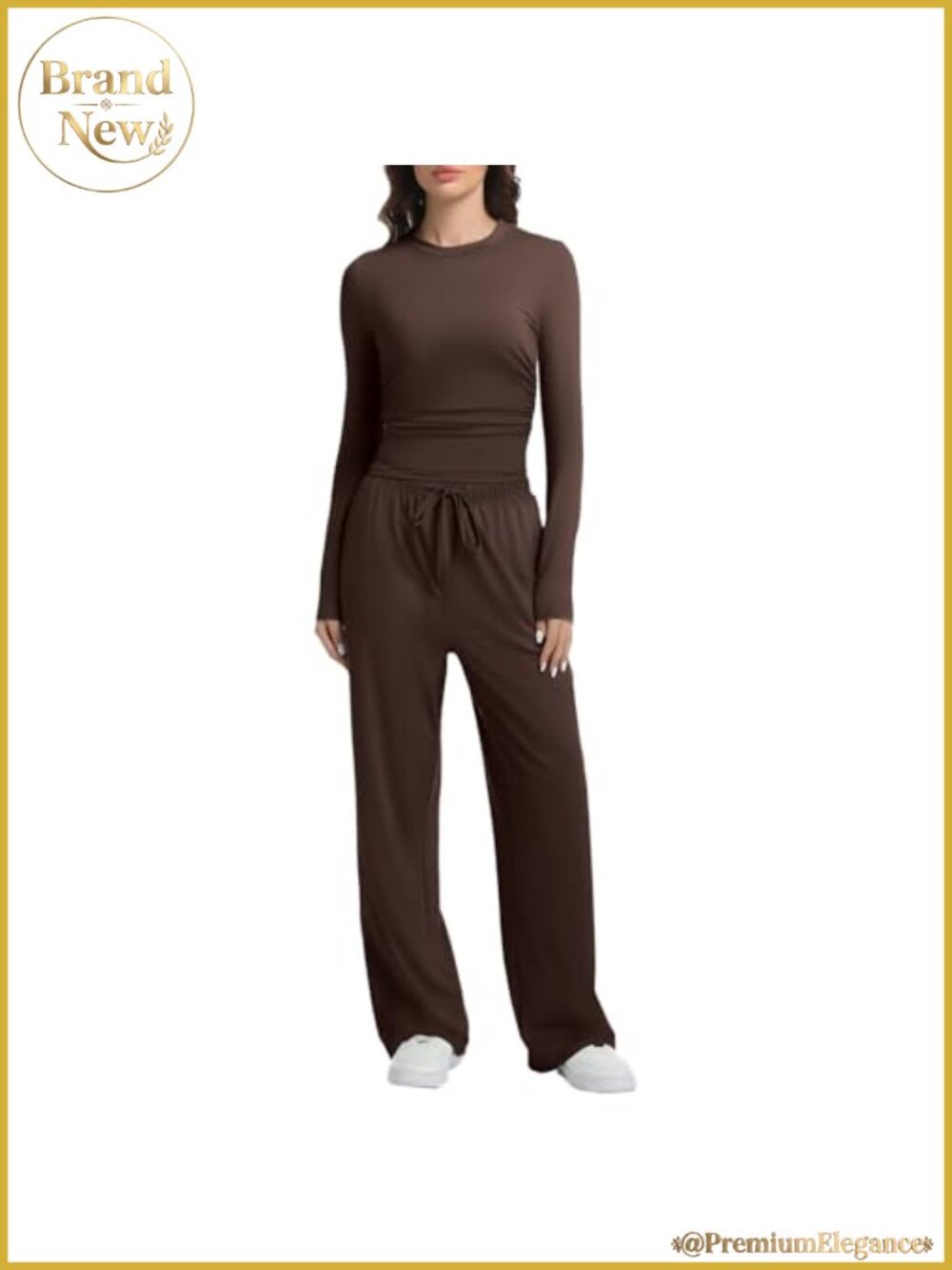 2 Piece Lounge Set Long Sleeve Wide Leg Tracksuit Casual Loungewear